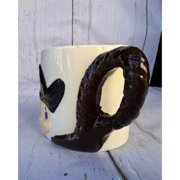 Vintage Cowboy Face Mug with Rope Handle – Western Theme Ceramic Cup 1950s–1960s - Picture 2 of 9
